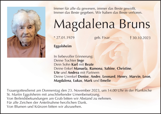 Anzeige von Magdalena Bruns von MGO