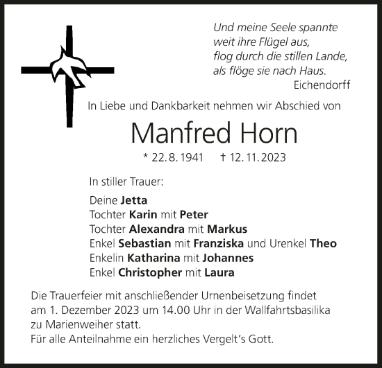Anzeige von Manfred Horn von MGO