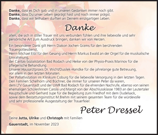 Anzeige von Peter Dressel von MGO