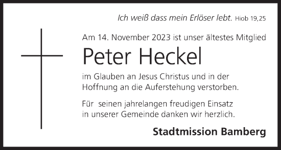 Anzeige von Peter Heckel von MGO