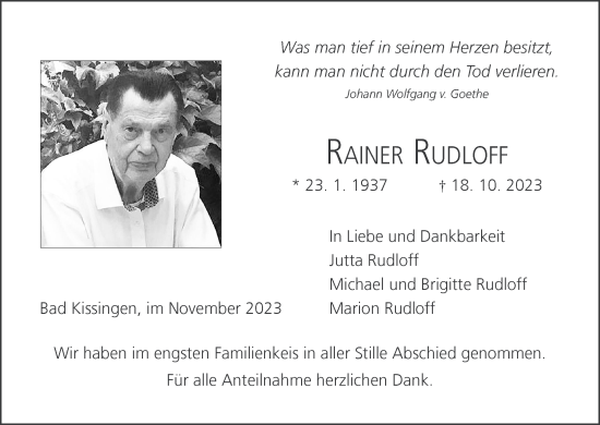 Anzeige von Rainer Rudloff von MGO