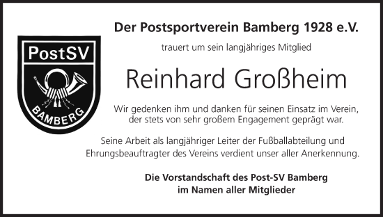 Anzeige von Reinhard Großheim von MGO