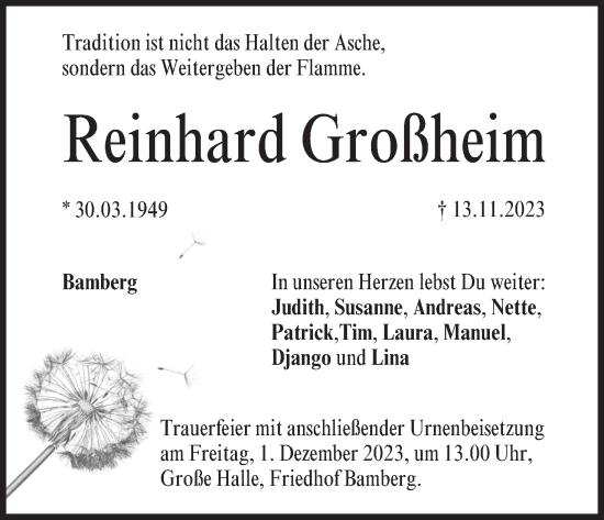 Anzeige von Reinhard Großheim von MGO