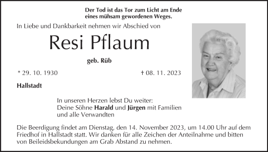 Anzeige von Resi Pflaum von MGO