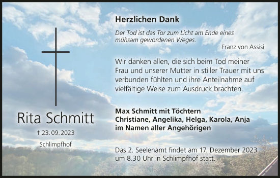 Anzeige von Rita Schmitt von MGO