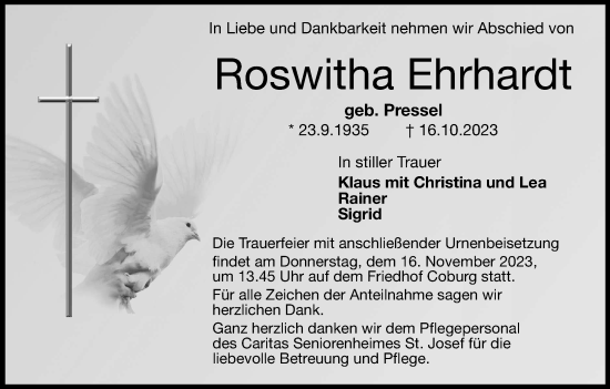 Anzeige von Roswitha Ehrhardt von MGO