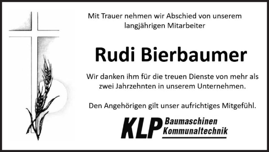 Anzeige von Rudi Bierbaumer von MGO