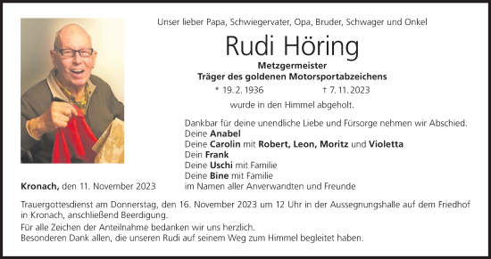 Anzeige von Rudi Höring von MGO
