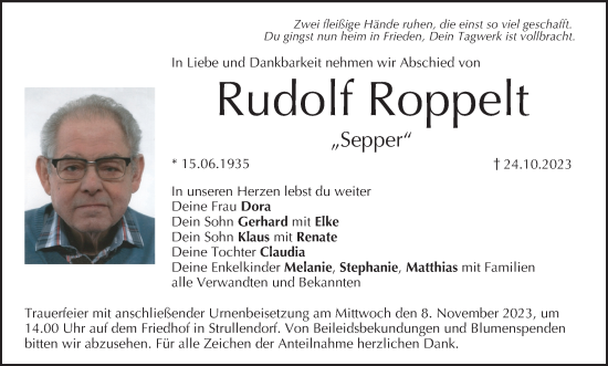 Anzeige von Rudolf Roppelt von MGO