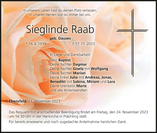 Anzeige von Sieglinde Raab von MGO