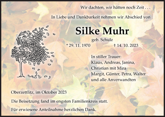 Anzeige von Silke Muhr von MGO