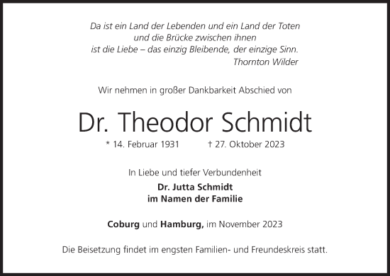 Anzeige von Theodor Schmidt von MGO