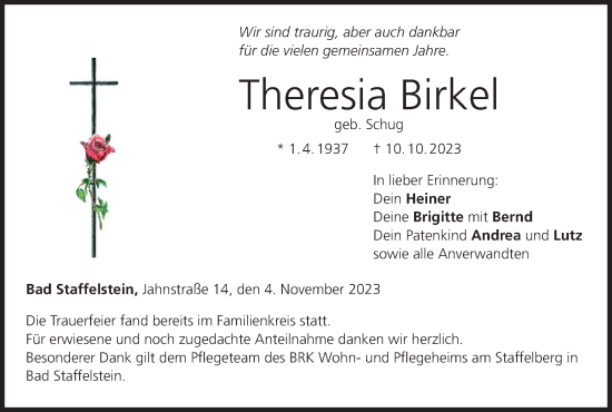 Anzeige von Theresia Birkel von MGO