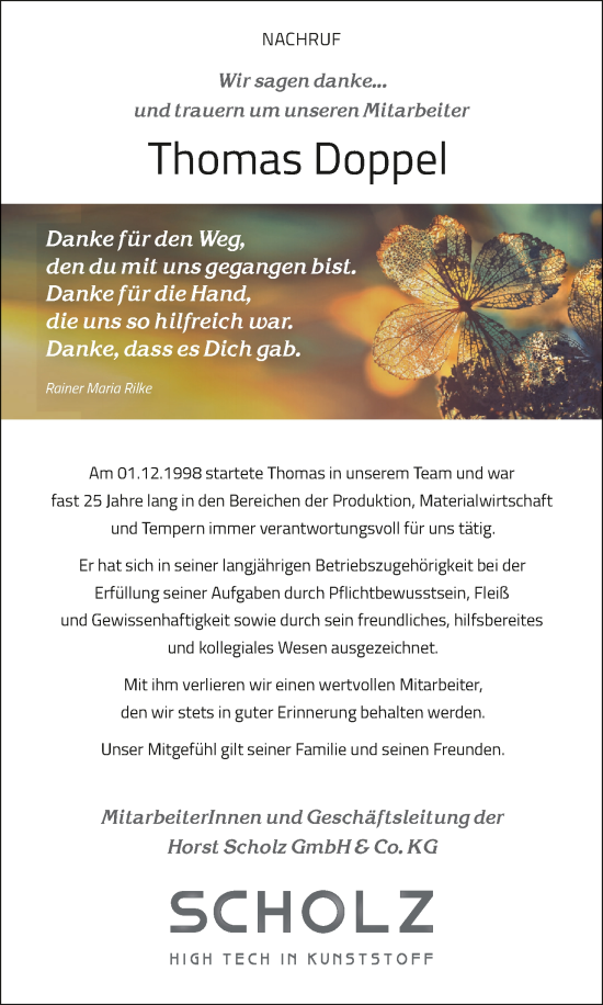 Anzeige von Thomas Doppel von MGO