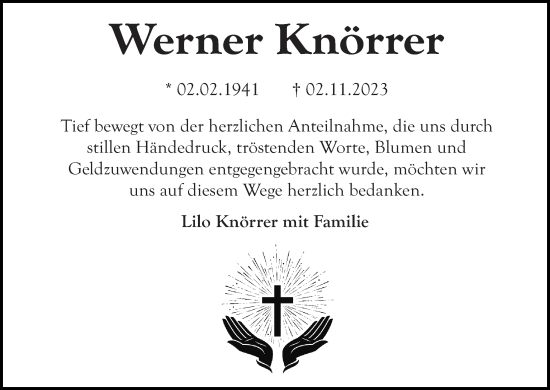 Anzeige von Werner Knörrer von MGO