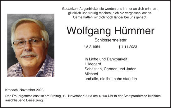 Anzeige von Wolfgang Hümmer von MGO