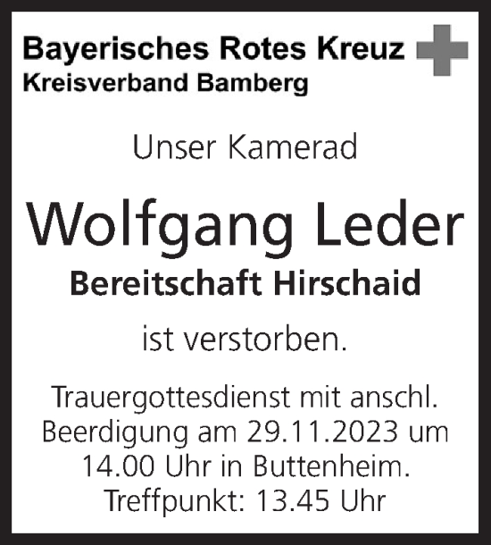 Anzeige von Wolfgang Leder von MGO