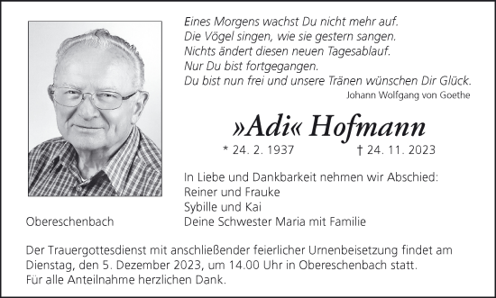 Anzeige von Adi Hofmann von MGO
