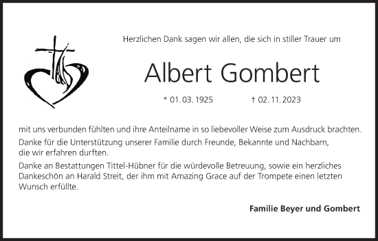 Anzeige von Albert Gombert von MGO