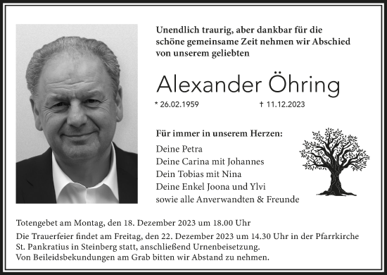Anzeige von Alexander Öhring von MGO