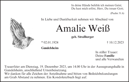 Anzeige von Amalie Weiß von MGO