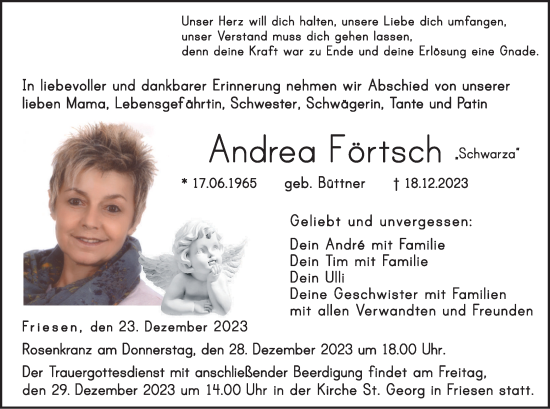 Anzeige von Andrea Förtsch von MGO