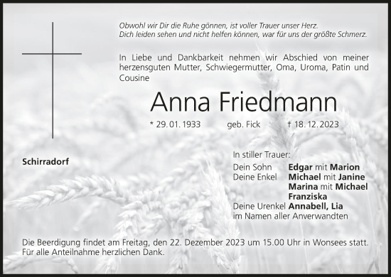 Anzeige von Anna Friedmann von MGO