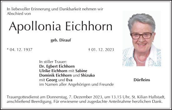 Anzeige von Apollonia Eichhorn von MGO