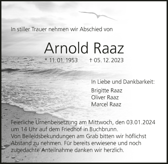 Anzeige von Arnold Raaz von MGO