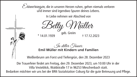 Anzeige von Betty Müller von MGO