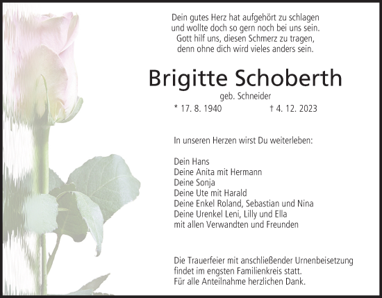 Anzeige von Brigitte Schoberth von MGO