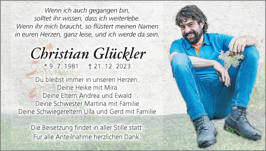 Anzeige von Christian Glückler von MGO