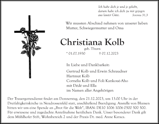 Anzeige von Christiana Kolb von MGO