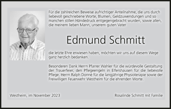 Anzeige von Edmund Schmitt von MGO