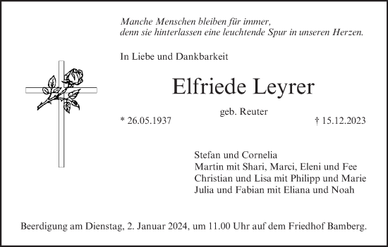 Anzeige von Elfriede Leyrer von MGO