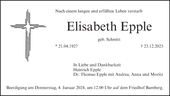 Anzeige von Elisabeth Epple von MGO
