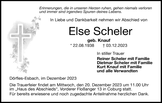 Anzeige von Else Scheler von MGO