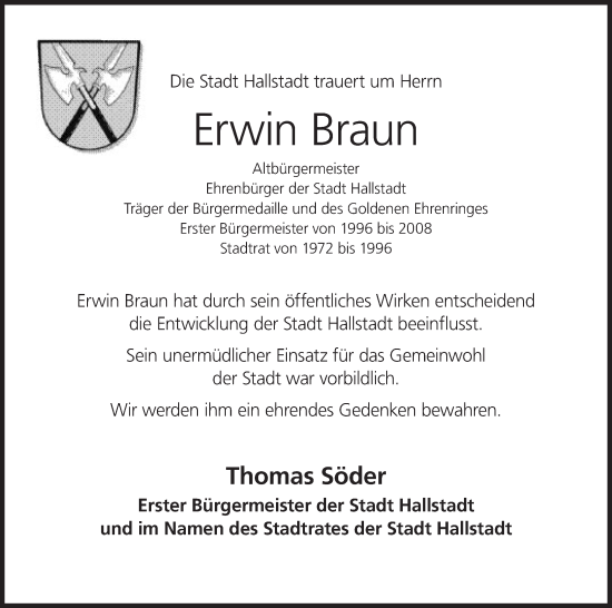 Anzeige von Erwin Braun von MGO