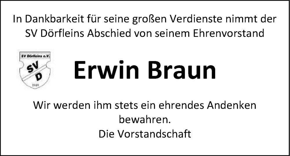  Traueranzeige für Erwin Braun vom 16.12.2023 aus MGO