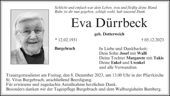 Anzeige von Eva Dürrbeck von MGO