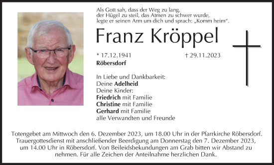 Anzeige von Franz Kröppel von MGO