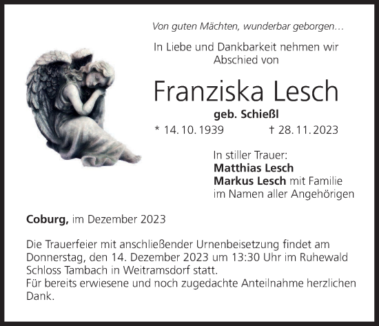 Anzeige von Franziska Lesch von MGO