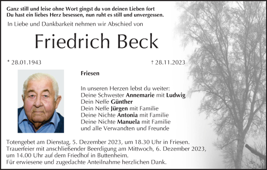 Anzeige von Friedrich Beck von MGO
