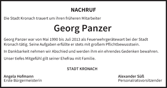 Anzeige von Georg Panzer von MGO