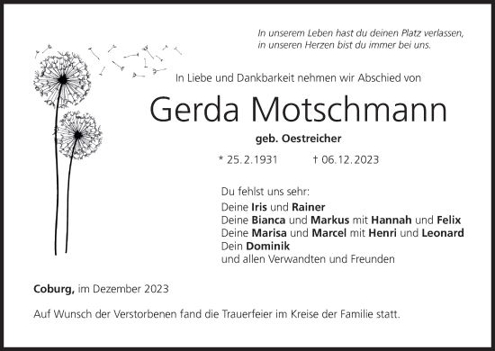 Anzeige von Gerda Motschmann von MGO