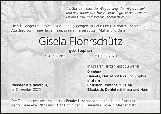 Anzeige von Gisela Flohrschütz von MGO