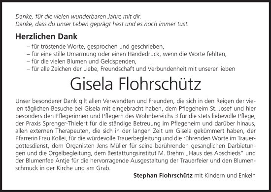 Anzeige von Gisela Flohrschütz von MGO