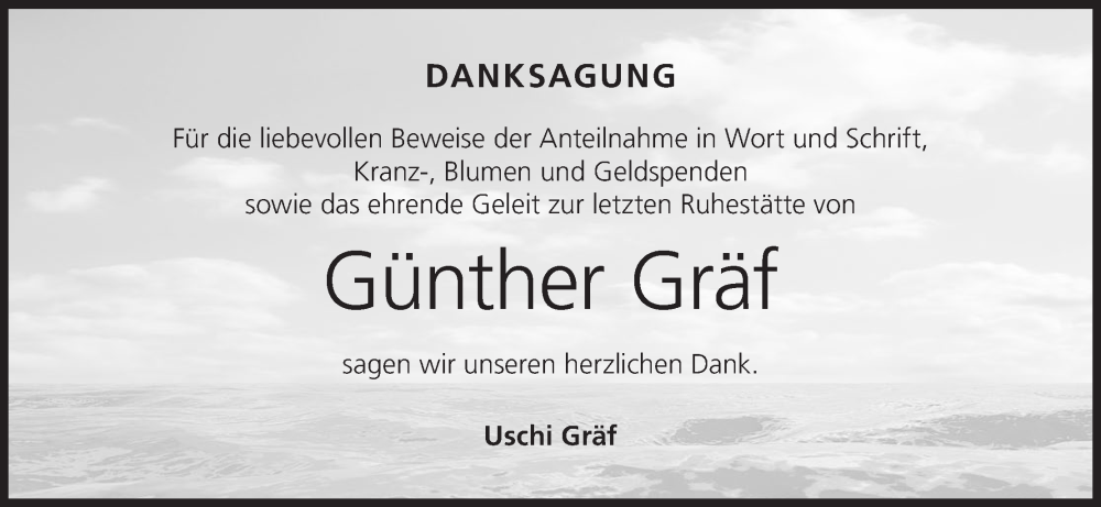  Traueranzeige für Günther Gräf vom 06.12.2023 aus MGO
