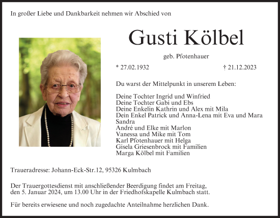 Anzeige von Gusti Kölbel von MGO