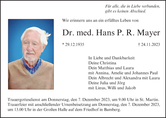 Anzeige von Hans Mayer von MGO